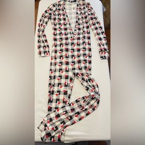 White and Black checkered pajamas one piece
